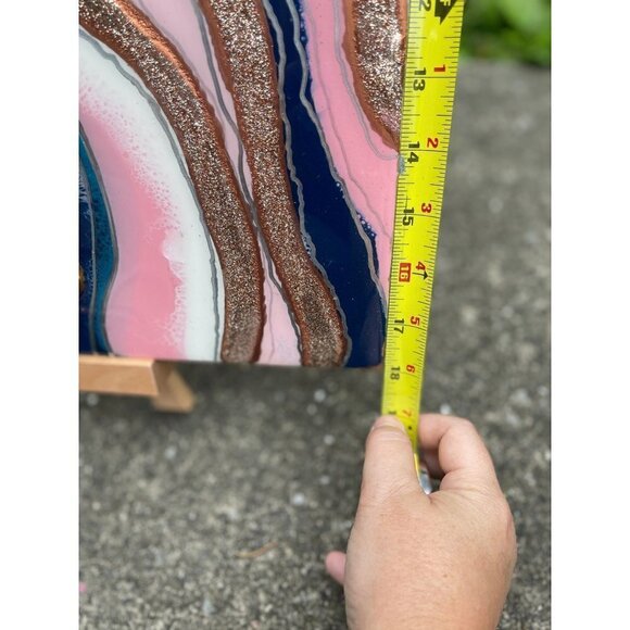 Geode Resin 24" x 18" Wood Panel Art Piece | Broken Moroccan Geode and Clear Qua - Picture 6 of 9